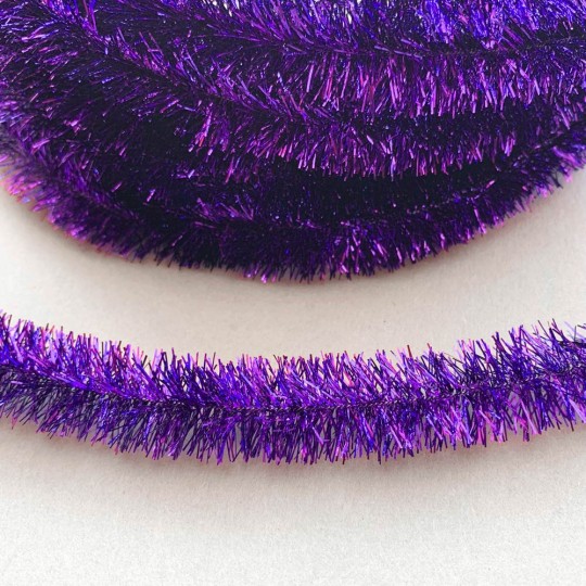 Violet Purple Metallic Wired Tinsel Trim or Garland ~ 7/8" wide ~ 10 meter length